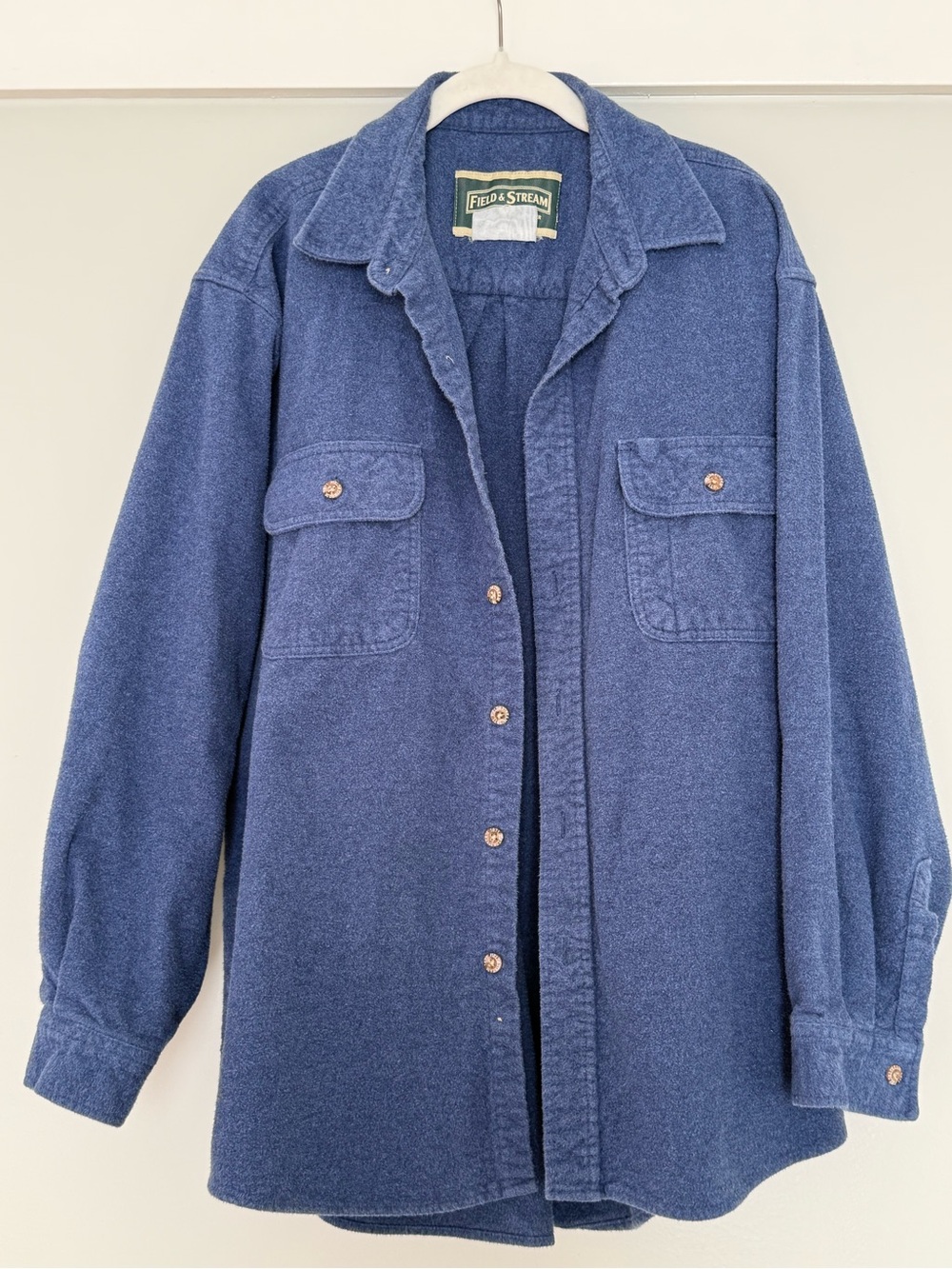 Vintage Field & Stream Heavyweight Cotton Flannel Overshirt Blue XL
